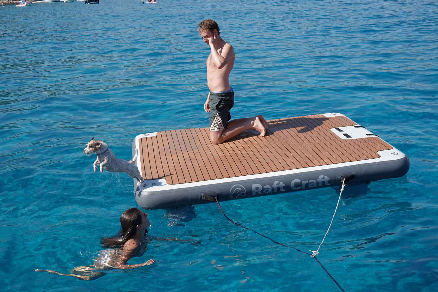 RC102 floating dock in a Mediterranean anchorage with moored yachts behind