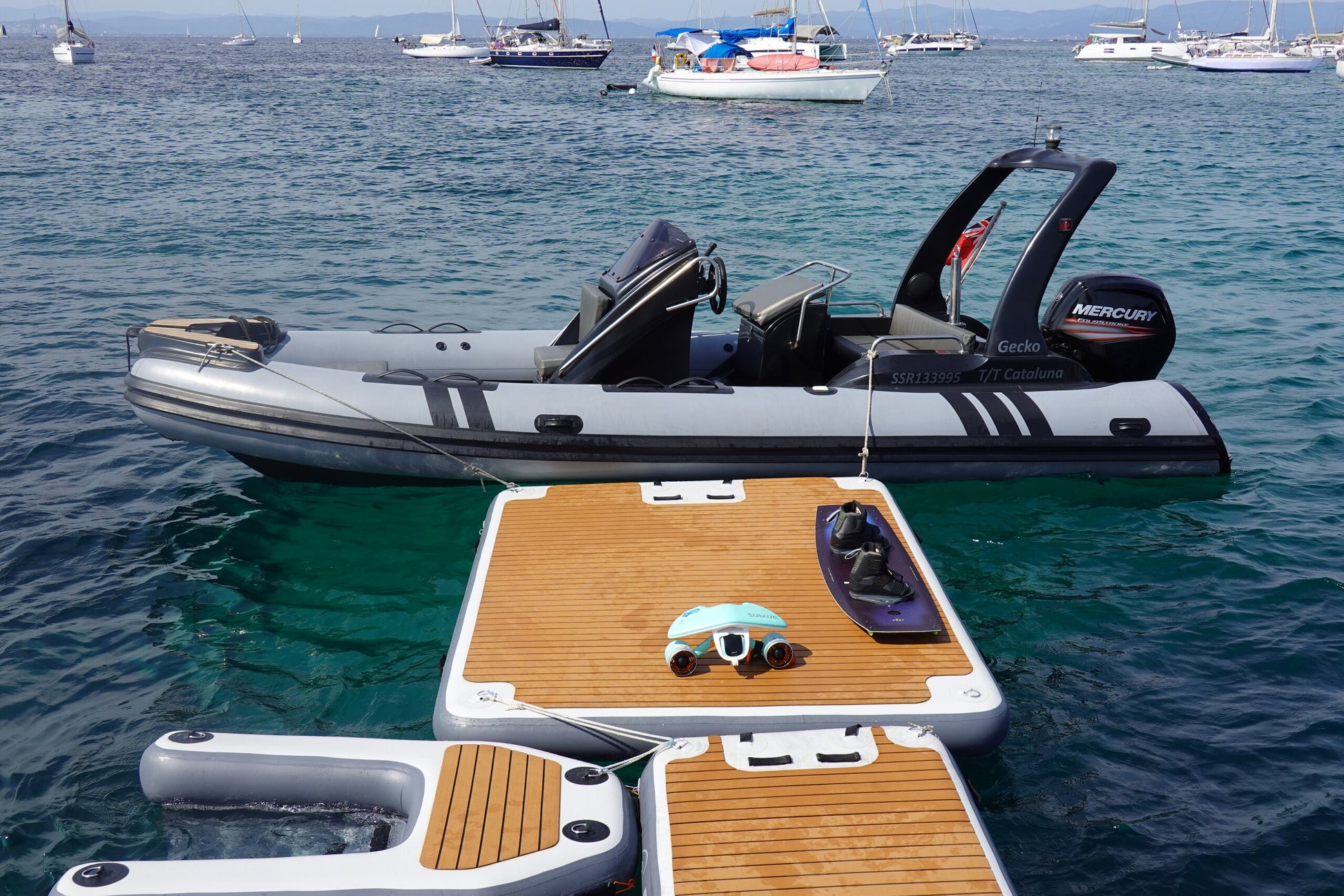 RC102 floating dock rafted alongside the smaller RC101 dock